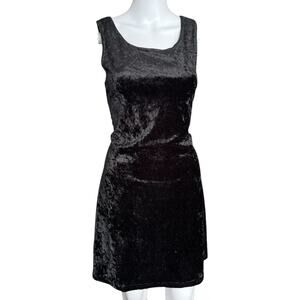 90s Carreau Black Crushed Velvet Mini Dress Women’s Medium Goth Whimsygoth